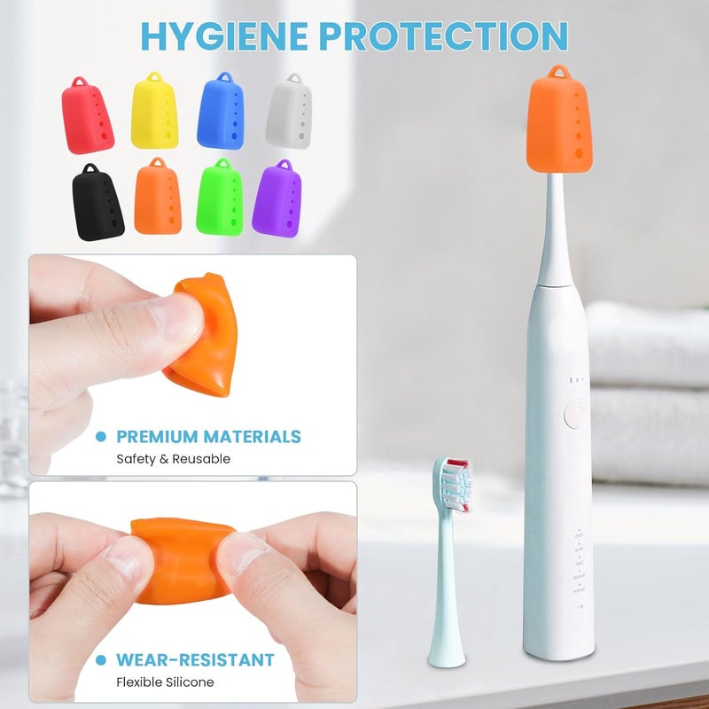 Lapfoon 8 Pack Silicone Toothbrush Covers, Tooth Brush Cover Cap for Electric & Manual Toothbrushes, Toothbrush Travel Essentials - Image 2